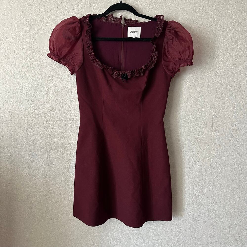 Reformation x Kacey Musgraves Bunny Wool Blend Mini Dress Plum Size 2 - Picture 4 of 11